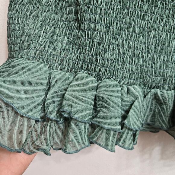 NWOT J.O.A. Smocked Ruffle Hem Skirt M Sheer Cottagecore Goblincore Feminine - Picture 3 of 11